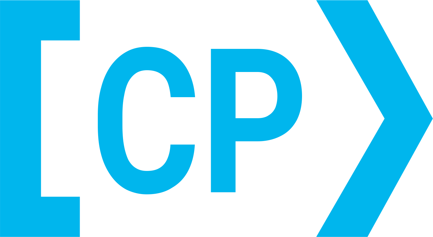 Białe tło na nim niebieskie litery CP i napis politechnika Częstochowska