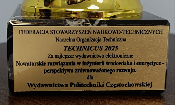 Nagroda TECHNICUS 2025 dla Wydawnictwa Politechniki Częstochowskiej