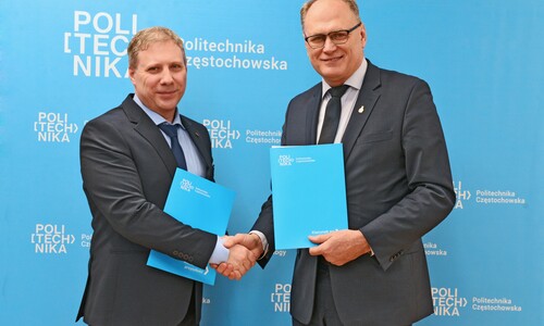  JM Rektor Politechniki Częstochowskiej dr hab. inż. Marek Warzecha, prof. PCz oraz Prezydent Miasta Radomsko dr Jarosław Ferenc