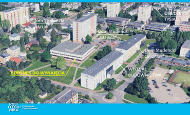 Politechnika Częstochowska oferuje do najmu atrakcyjny budynek zlokalizowany w sercu kampusu akademickiego przy ul. Akademickiej w Częstochowie
