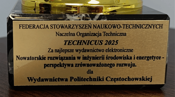 Nagroda TECHNICUS 2025 dla Wydawnictwa Politechniki Częstochowskiej